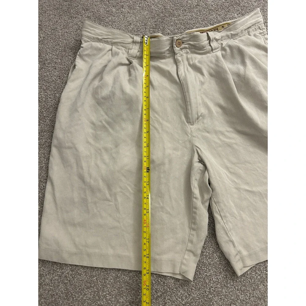 Jamaica Jaxx Silk Pleated Shorts Mens 36 Beige Excellent Herringbone Resortwear